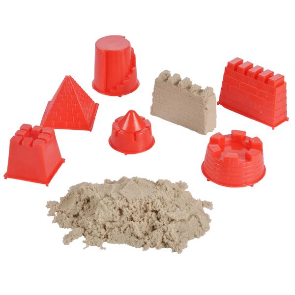 Modelliersand 500g Set - Inkl. 6 Sand-Förmchen für kreatives Spielen drinnen & draussen - Hygienischer Spielsand für Kinder - Fördert Kreativität