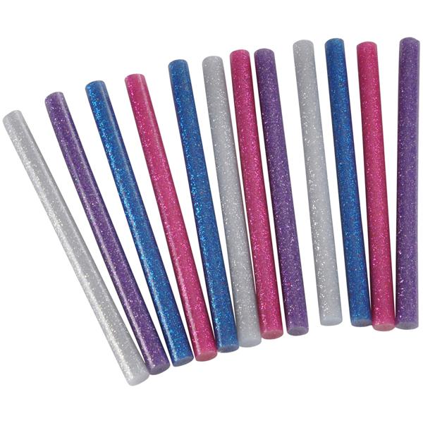 Glitzerklebestangen für Heissklebepistole - Ø 7 mm 12er-Pack für Basteln, Werken, kreative Projekte - Bunt, vielseitig für Textil, Holz, Leder