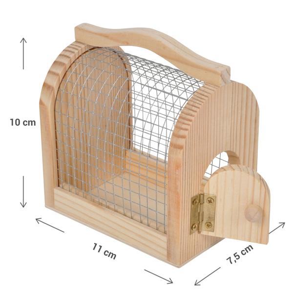 Insektenkasten Holz-Draht Naturbox für Kinder zum Sammeln & Beobachten - Pädagogisches Kinderspielzeug mit Holzgriff - 11x7,5x10 cm - Umweltfreundlich