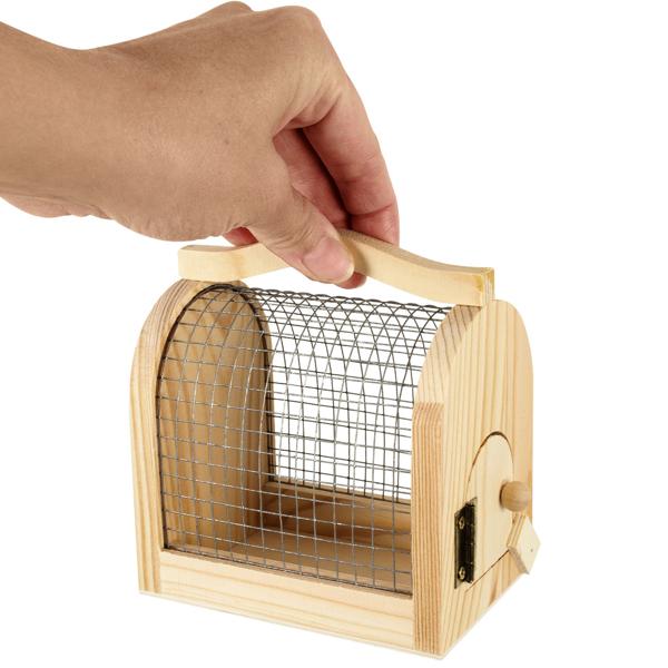 Insektenkasten Holz-Draht Naturbox für Kinder zum Sammeln & Beobachten - Pädagogisches Kinderspielzeug mit Holzgriff - 11x7,5x10 cm - Umweltfreundlich