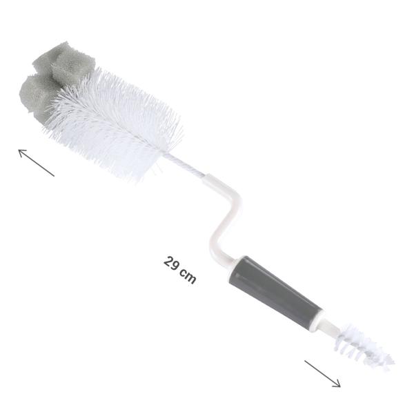 Rotierende Fläschchenbürste 2-in-1 - Hygienische Reinigung für Babyflaschen & Schnuller - Effiziente Rotation - Nylonborsten - 29 cm Kunststoffgriff