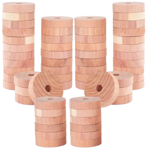 Premium Zedernholz Mottenringe 60er-Set: Natürlicher Mottenschutz für Kleiderschrank & Garderobe, Passend für alle Kleiderbügel