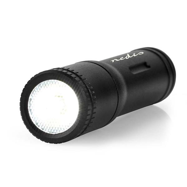 LED Schlüsselring Taschenlampe – Kompakt & leicht - Aluminiumgehäuse, IPX4 spritzwassergeschützt, 100 lm, 35 m Leuchtweite, Schwarz, 61x15x15mm