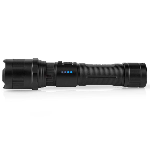 LED-Taschenlampe - Vollmetallgehäuse & Li-Ionen-Akku 3,7V/2,2Ah - 10W, 1000 Lumen, 100m Reichweite, IPX4, USB-C - Perfekt für Outdoor & Notfälle