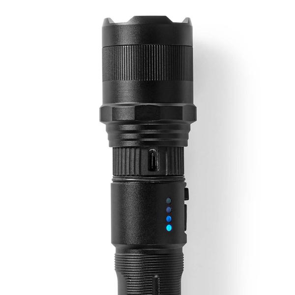 LED-Taschenlampe - Vollmetallgehäuse & Li-Ionen-Akku 3,7V/2,2Ah - 10W, 1000 Lumen, 100m Reichweite, IPX4, USB-C - Perfekt für Outdoor & Notfälle