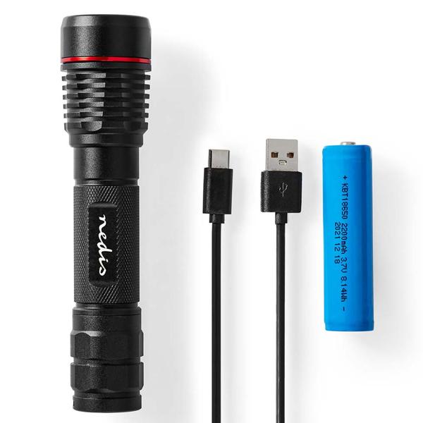 LED-Taschenlampe - robustes Vollmetallgehäuse IPX7 wasserdicht - 200m Leuchtweite 1000 Lumen - 10W Li-Ionen-Akku USB-C wiederaufladbar