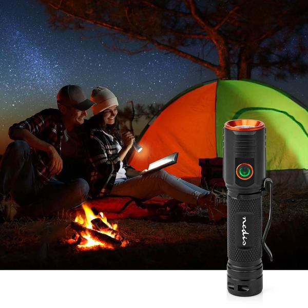 LED-Taschenlampe - 2000 Lumen & 180m Leuchtweite für Camping & Outdoor - IPX6 Wasserdicht - Vollmetallgehäuse - USB-C Akku - Schwarz