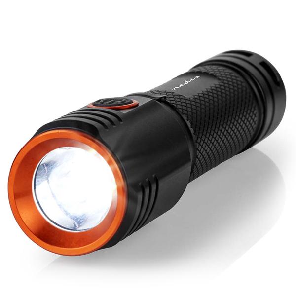 LED-Taschenlampe - 2000 Lumen & 180m Leuchtweite für Camping & Outdoor - IPX6 Wasserdicht - Vollmetallgehäuse - USB-C Akku - Schwarz