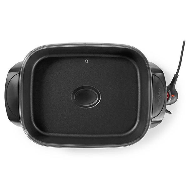 XXL-Partypfanne elektrisch, 40cm, 7 Liter, Aluminium, schwarz, starke 2200 Watt – Mit Glasdeckel & Cool-Touch Griffen, für grosse Runden