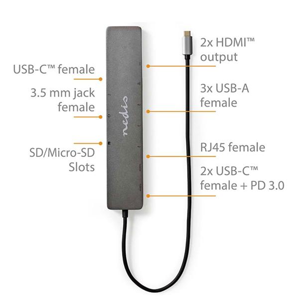 10-in-1 USB-C Multiport Adapter: USB-C, USB-A, HDMI, SD/MicroSD, RJ45: Multi-Docking-Adapter, Leistungsstark und vielseitig