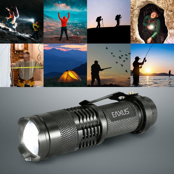 Mini-Taschenlampe mit superheller T6 LED, 300 Lumen, 3 Lichtmodi, robustes Aluminiumgehäuse, kompakt & leicht, ideal für Outdoor, Camping & Notfälle