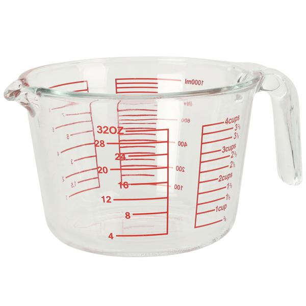 Messbecher Borosilikatglas 1000ml - Präzise Massangaben für Backen, Kochen & Küche - Geschmacksneutral - Hochwertiges Küchenzubehör