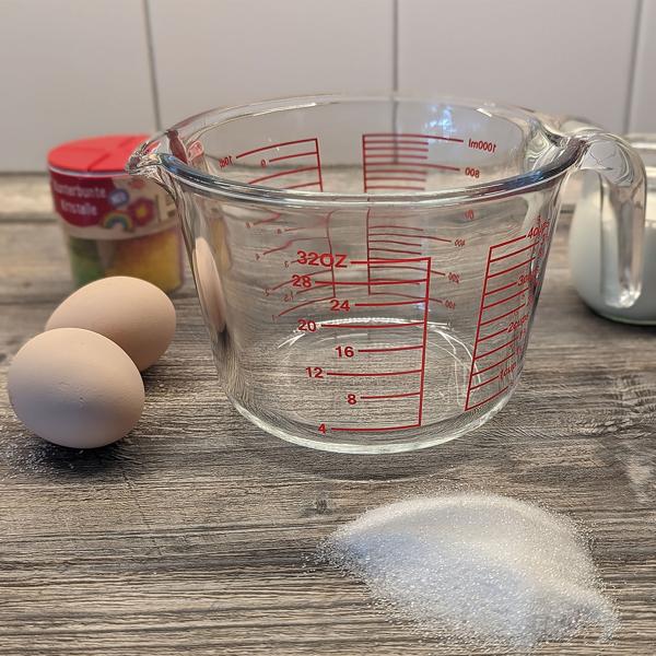 Messbecher Borosilikatglas 1000ml - Präzise Massangaben für Backen, Kochen & Küche - Geschmacksneutral - Hochwertiges Küchenzubehör