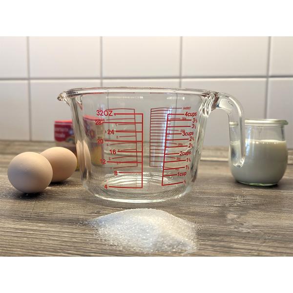 Messbecher Borosilikatglas 1000ml - Präzise Massangaben für Backen, Kochen & Küche - Geschmacksneutral - Hochwertiges Küchenzubehör
