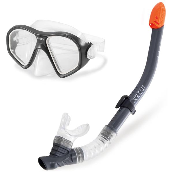 Taucherbrille Schnorchel Set Schwarz-Weiss - Tauch-Set für Meer, See & Pool - Ergonomisches Design, passt sich dem Kopf an - Urlaub, Schwimmen, Unterwasserwelt