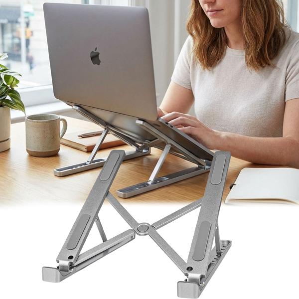 Faltbarer Laptop Ständer - 6 Betrachtungswinkel einstellbar für ergonomisches Arbeiten - Aluminium Notebookständer für 5-17 Zoll Geräte, MacBooks