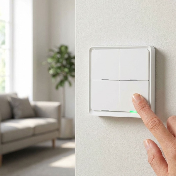 Programmierbarer SmartLife Wandschalter, 4 Tasten, weiss – für die einfache Steuerung von Smart Life Produkten, Smart Home Lösung