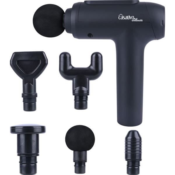 Professionelle Massage-Pistole, Massage Gun, 6 Köpfe, 20 Intensitätsstufen, Akkubetrieb für Oberschenkel, Bauch, Schulter, Nacken und Rücken