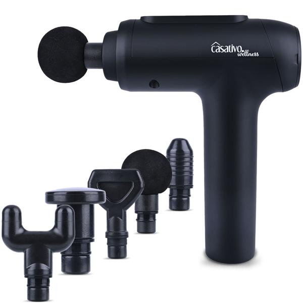 Professionelle Massage-Pistole, Massage Gun, 6 Köpfe, 20 Intensitätsstufen, Akkubetrieb für Oberschenkel, Bauch, Schulter, Nacken und Rücken