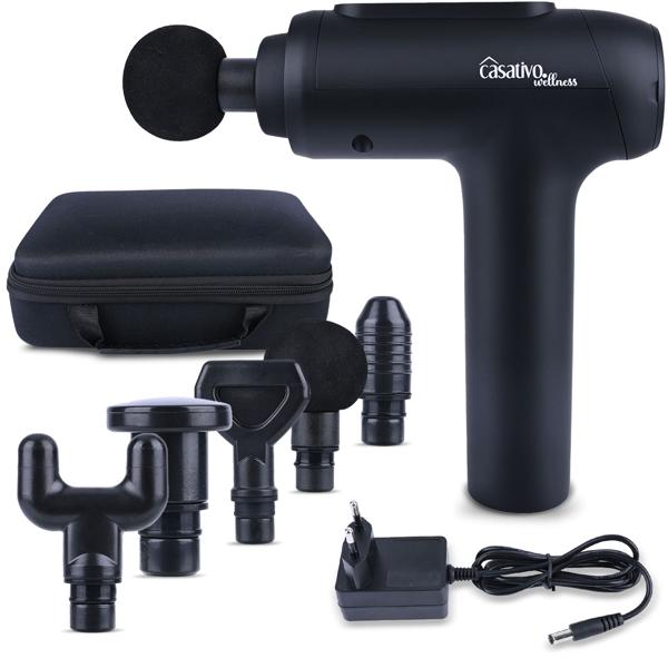 Professionelle Massage-Pistole, Massage Gun, 6 Köpfe, 20 Intensitätsstufen, Akkubetrieb für Oberschenkel, Bauch, Schulter, Nacken und Rücken