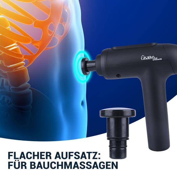 Professionelle Massage-Pistole, Massage Gun, 6 Köpfe, 20 Intensitätsstufen, Akkubetrieb für Oberschenkel, Bauch, Schulter, Nacken und Rücken