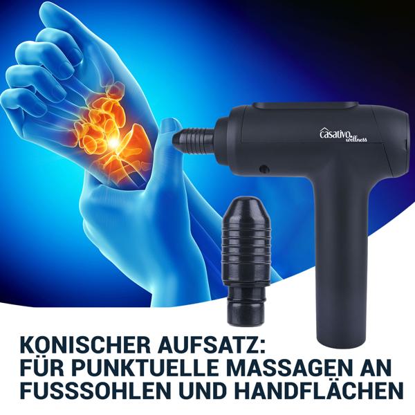 Professionelle Massage-Pistole, Massage Gun, 6 Köpfe, 20 Intensitätsstufen, Akkubetrieb für Oberschenkel, Bauch, Schulter, Nacken und Rücken