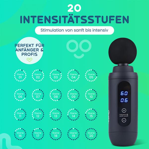 Professionelle Massage-Pistole, Massage Gun, 6 Köpfe, 20 Intensitätsstufen, Akkubetrieb für Oberschenkel, Bauch, Schulter, Nacken und Rücken