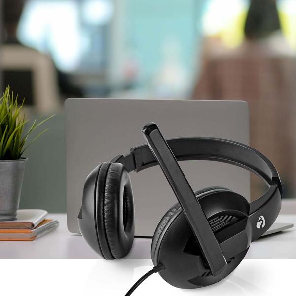 Over-Ear Headset Stereo Kopfhörer - PC Gaming Meetings Home Office - USB-C/A - 40mm Treiber - Klares Mikrofon - 1.8m Kabel - Schwarz