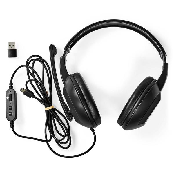 Over-Ear Headset Stereo Kopfhörer - PC Gaming Meetings Home Office - USB-C/A - 40mm Treiber - Klares Mikrofon - 1.8m Kabel - Schwarz