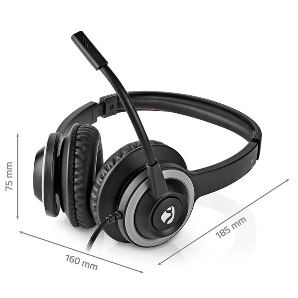 Over-Ear Kopfhörer - Stereo Headset für PC Gaming & Online Meetings - USB-C/USB-A Adapter - Einstellbares Mikrofon - 1.8m Kabel - 40mm Treiber
