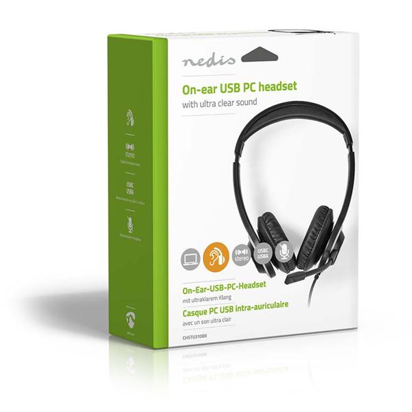 Over-Ear Kopfhörer - Stereo Headset für PC Gaming & Online Meetings - USB-C/USB-A Adapter - Einstellbares Mikrofon - 1.8m Kabel - 40mm Treiber