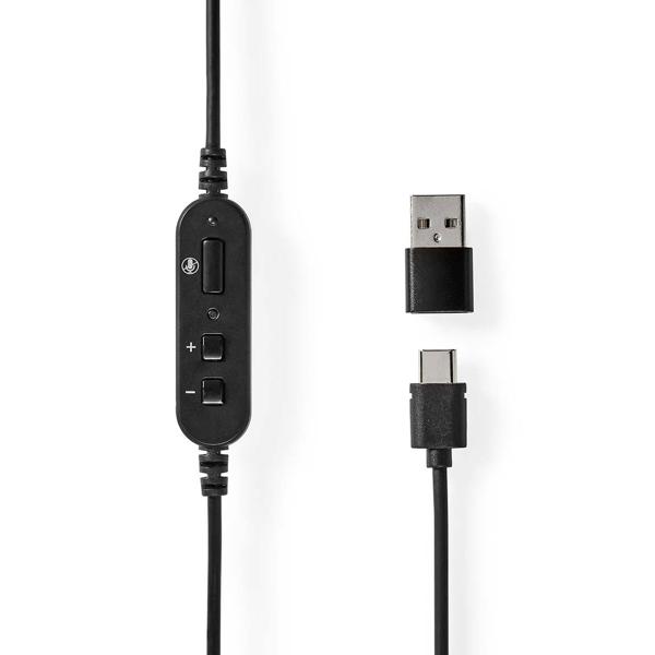 Over-Ear Kopfhörer - Stereo Headset für PC Gaming & Online Meetings - USB-C/USB-A Adapter - Einstellbares Mikrofon - 1.8m Kabel - 40mm Treiber