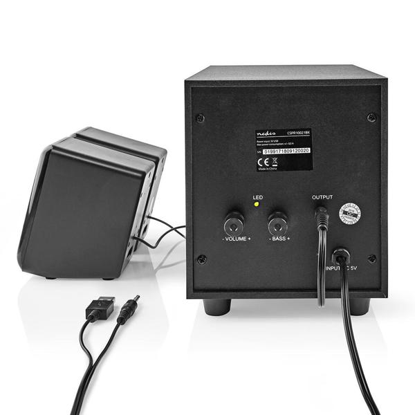 Lautsprecher mit Subwoofer - 2.1-Stereo-Sound für PC, Laptop & Smartphone - 33 Watt Gesamt, 15 Watt Subwoofer, 3,5mm Anschluss - USB-betrieben