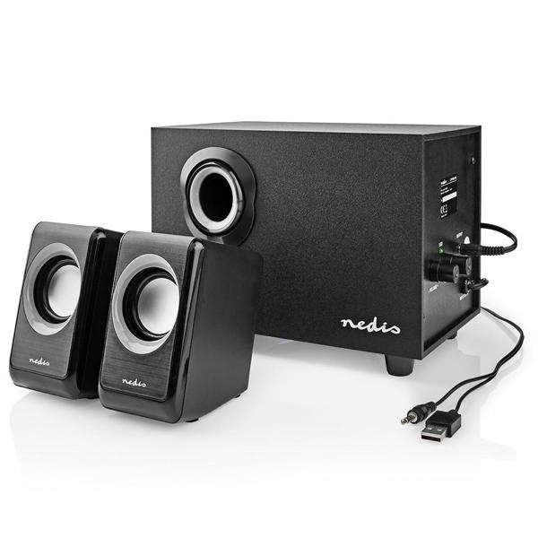 Lautsprecher mit Subwoofer - 2.1-Stereo-Sound für PC, Laptop & Smartphone - 33 Watt Gesamt, 15 Watt Subwoofer, 3,5mm Anschluss - USB-betrieben