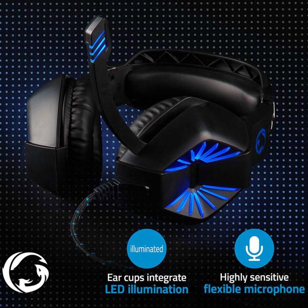 Gaming Headset - für Computerspiele & Voice-Chats - realistischer Sound, hohem Tragekomfort - LED-Lichteffekte, Mikrofon - USB-A, 2x 3.5 mm - 341g