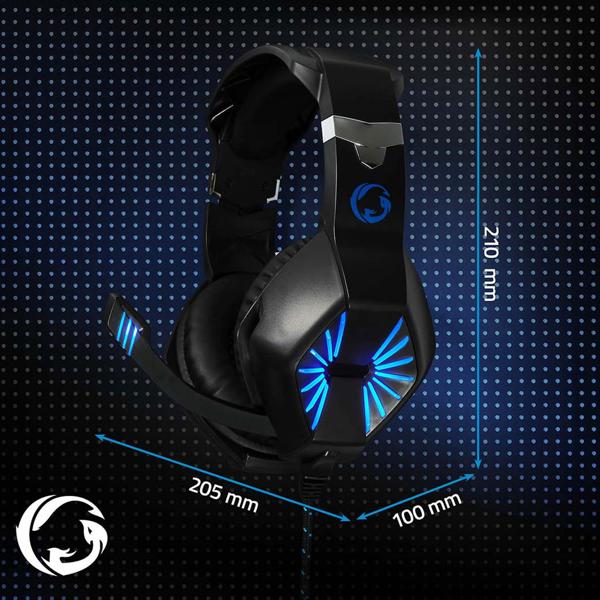 Gaming Headset - für Computerspiele & Voice-Chats - realistischer Sound, hohem Tragekomfort - LED-Lichteffekte, Mikrofon - USB-A, 2x 3.5 mm - 341g