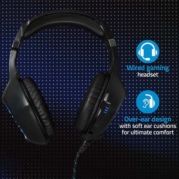 Gaming Headset - für Computerspiele & Voice-Chats - realistischer Sound, hohem Tragekomfort - LED-Lichteffekte, Mikrofon - USB-A, 2x 3.5 mm - 341g
