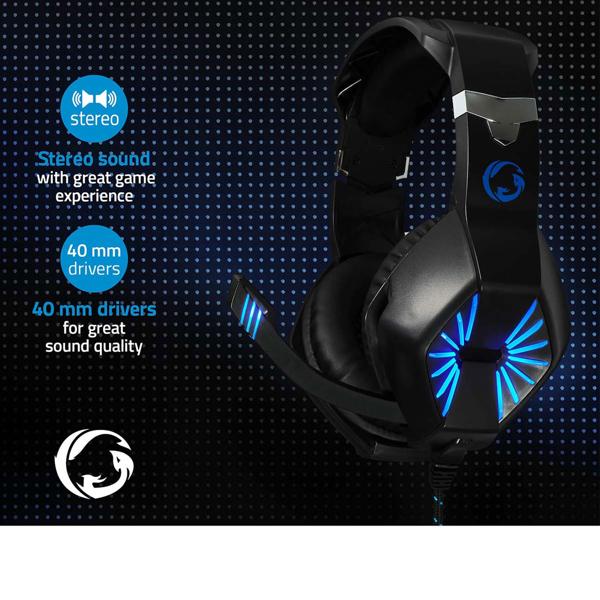 Gaming Headset - für Computerspiele & Voice-Chats - realistischer Sound, hohem Tragekomfort - LED-Lichteffekte, Mikrofon - USB-A, 2x 3.5 mm - 341g