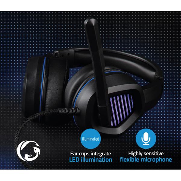 Komfortables Gaming-Headset mit flexiblem Mikrofon, USB-A, LED-Lichteffekten – Schwarz – Für lange Gaming-Sessions