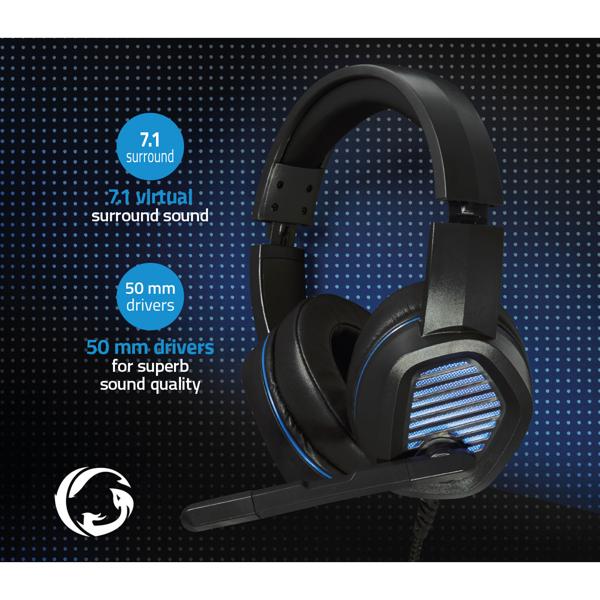 Komfortables Gaming-Headset mit flexiblem Mikrofon, USB-A, LED-Lichteffekten – Schwarz – Für lange Gaming-Sessions