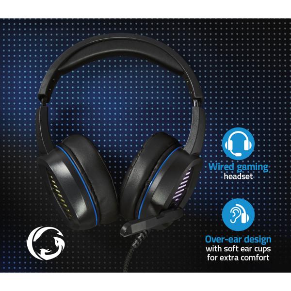 Komfortables Gaming-Headset mit flexiblem Mikrofon, USB-A, LED-Lichteffekten – Schwarz – Für lange Gaming-Sessions