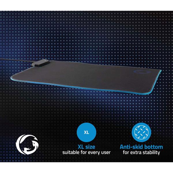 XL Gaming Mauspad - RGB-LED-Beleuchtung für individuelle Atmosphäre - pixelgenaues Tracking, rutschfeste Unterseite - 355x10x251mm - Mikrofaser/Gummi