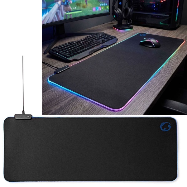 XXL Gaming Mauspad - RGB-LED-Beleuchtung mit Farbwechsel - Optimale Präzision & rutschfeste Unterseite - 800x300mm Mikrofaser/Gummi