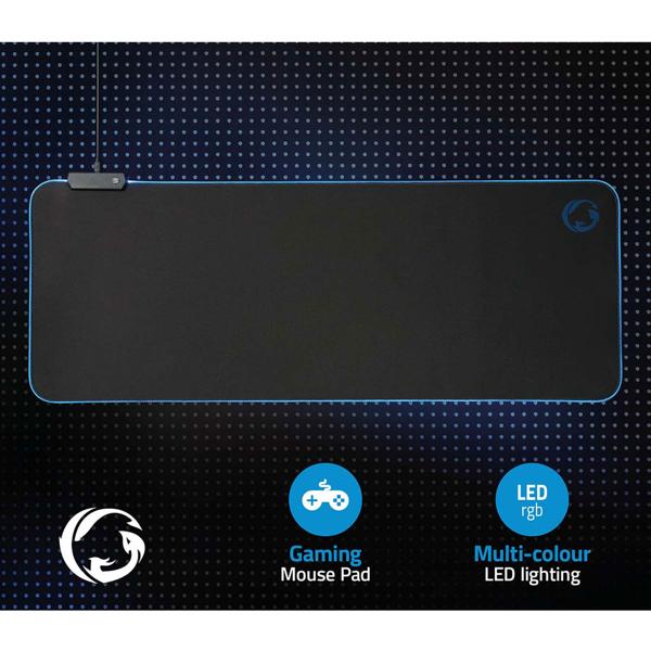 XXL Gaming Mauspad - RGB-LED-Beleuchtung mit Farbwechsel - Optimale Präzision & rutschfeste Unterseite - 800x300mm Mikrofaser/Gummi