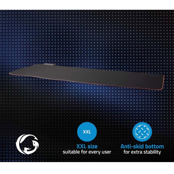 XXL Gaming Mauspad - RGB-LED-Beleuchtung mit Farbwechsel - Optimale Präzision & rutschfeste Unterseite - 800x300mm Mikrofaser/Gummi