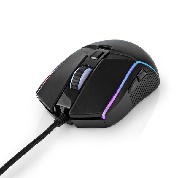 Gaming Maus mit Kabel - 6 Tasten, LED-Beleuchtung & ergonomisches Design - bis 7200 dpi, schwarz, USB, 150cm Kabel, RGB