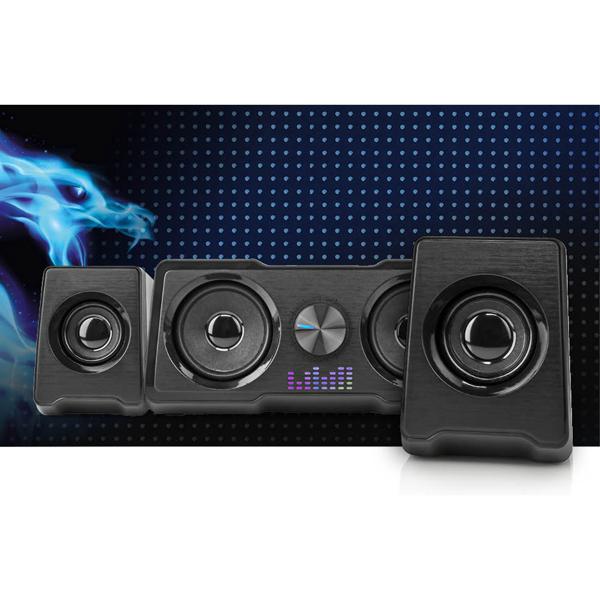 Gaming Lautsprecher PC Soundsystem - 2.2 Dual-Subwoofer 48 W RMS 16 W - LED-Lichteffekte reaktiv - 3.5mm AUX USB-A - für PC Laptop Smartphone