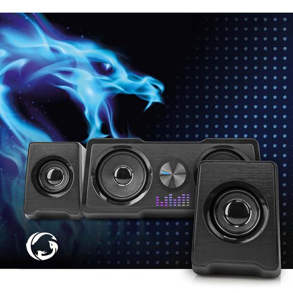 Gaming Lautsprecher PC Soundsystem - 2.2 Dual-Subwoofer 48 W RMS 16 W - LED-Lichteffekte reaktiv - 3.5mm AUX USB-A - für PC Laptop Smartphone
