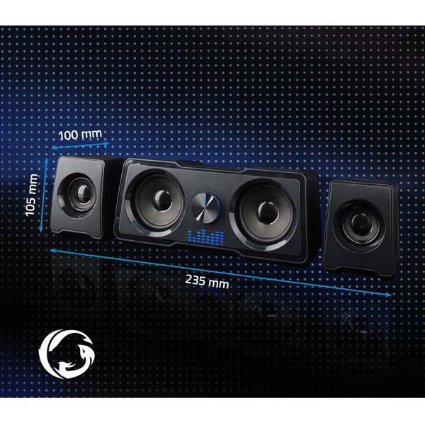 Gaming Lautsprecher PC Soundsystem - 2.2 Dual-Subwoofer 48 W RMS 16 W - LED-Lichteffekte reaktiv - 3.5mm AUX USB-A - für PC Laptop Smartphone