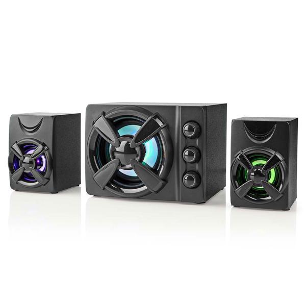 Gaming-Lautsprecher 2.1 Subwoofer - Perfekter Klang für Gaming & Heimkino - 33 Watt Leistung - LED-Lichteffekte - PC, Mac, Handy kompatibel